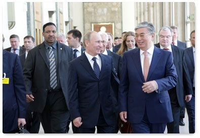 Prime Minister Vladimir Putin meets with Kassym-Jomart Tokayev, director-general of the United Nations Office at Geneva