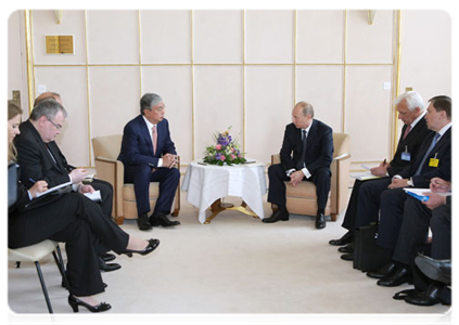 Prime Minister Vladimir Putin with Kassym-Jomart Tokayev, director-general of the United Nations Office at Geneva|15 june, 2011|16:00