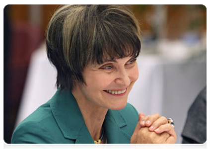 President of the Swiss Confederation Micheline Calmy-Rey at a meeting with Prime Minister Vladimir Putin|15 june, 2011|18:18