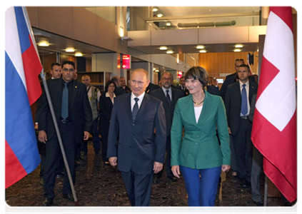 Prime Minister Vladimir Putin meets with President of the Swiss Confederation Micheline Calmy-Rey|15 june, 2011|18:18