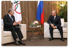 Prime Minister Vladimir Putin meets with President of the International Olympic Committee Jacques Rogge