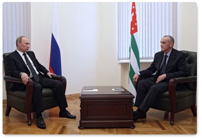 Prime Minister Vladimir Putin meets with Abkhazian Vice President Alexander Ankvab