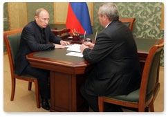 Prime Minister Vladimir Putin meets with Rostov Region Governor Vasily Golubev