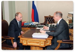 Prime Minister Vladimir Putin meets with Sergei Kiriyenko, head of the  Rosatom State Corporation