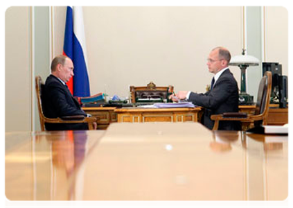 Prime Minister Vladimir Putin with Sergei Kiriyenko, head of the Rosatom State Corporation|24 june, 2011|12:09