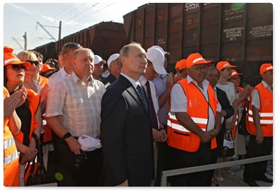 Prime Minister Vladimir Putin takes part in the opening ceremony of the Big Novorossiisk Tunnel on the North Caucasus Railway after major reconstruction