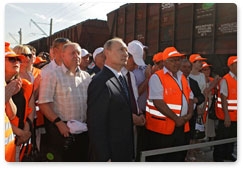 Prime Minister Vladimir Putin takes part in the opening ceremony of the Big Novorossiisk Tunnel on the North Caucasus Railway after major reconstruction