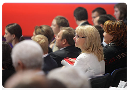 Tatyana Golikova, Minister of Healthcare and Social Development, at the United Russia party's interregional conference of regional branches in the Urals Federal District on the theme, "The Strategy of the Social and Economic Development of the Urals until 2020. Programme for 2011-2012."|30 june, 2011|13:55