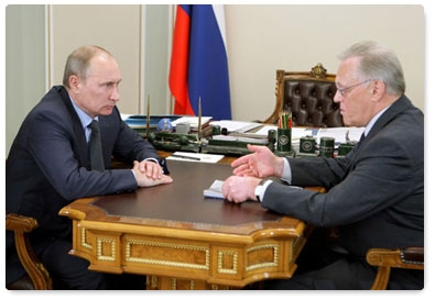 Prime Minister Vladimir Putin meets with President of the Russian Academy of Sciences Yuri Osipov