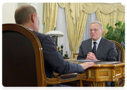 President of the Russian Academy of Sciences Yuri Osipov at a meeting with Prime Minister Vladimir Putin|4 june, 2011|12:30