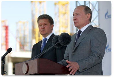 Prime Minister Vladimir Putin attends the start-up ceremony for the Dzhubga-Lazarevskoye-Sochi pipeline