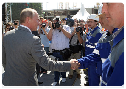 Prime Minister Vladimir Putin at the Dzhubga-Lazarevskoye-Sochi pipeline start-up ceremony|6 june, 2011|16:51