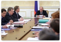 Prime Minister Vladimir Putin holds a meeting of the government presidium