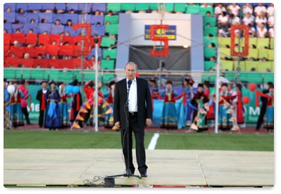 Vladimir Putin visits the Central Stadium in Ulan-Ude and congratulates Buryatia residents on the 350th anniversary of the republic’s accession to Russia