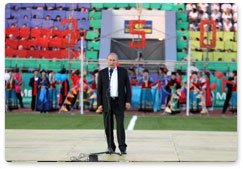 Vladimir Putin visits the Central Stadium in Ulan-Ude and congratulates Buryatia residents on the 350th anniversary of the republic’s accession to Russia