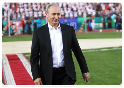 Prime Minister Vladimir Putin visits the Central Stadium in Ulan-Ude, the largest stadium in the republic, ahead of celebrations marking the 350th anniversary of Buryatia’s accession to the Russian state|1 july, 2011|18:11