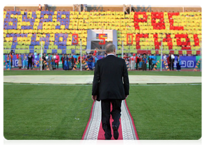 Prime Minister Vladimir Putin visits the Central Stadium in Ulan-Ude, the largest stadium in the republic, ahead of celebrations marking the 350th anniversary of Buryatia’s accession to the Russian state|1 july, 2011|18:36