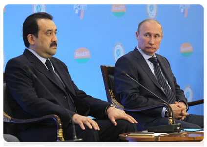 Prime Minister Vladimir Putin and his Kazakh counterpart Karim Massimov at the business conference “From Customs Union to Common Economic Space: Business Interests”|12 july, 2011|15:25