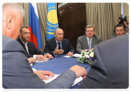 The prime ministers of Russia, Belarus and Kazakhstan hold trilateral talks following the conference “From Customs Union to Common Economic Space”|12 july, 2011|17:13