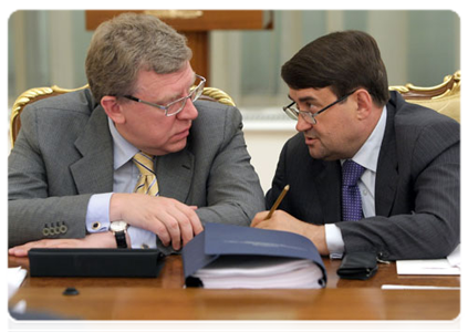 Deputy Prime Minister and Finance Minister Alexei Kudrin and Transport Minister Igor Levitin at a meeting of Vnesheconombank’s Observation Council|13 july, 2011|19:51