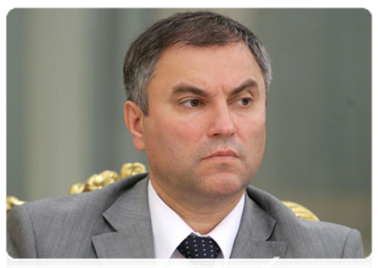 Deputy Prime Minister and Chief of the Government Staff Vyacheslav Volodin at a Government Presidium meeting|14 july, 2011|16:48