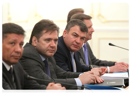 Deputy Prime Minister Sergei Ivanov, Defence Minister Anatoly Serdyukov, Energy Minister Sergei Shmatko, and Head of the Federal Space Agency Vladimir Popovkin|20 july, 2011|15:56