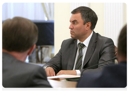 Deputy Prime Minister and Chief of Staff of the Government’s Executive Office Vyacheslav Volodin at a meeting of the Government Commission on Monitoring Foreign Investment|20 july, 2011|15:56