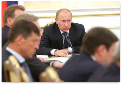 Prime Minister Vladimir Putin chairs a meeting of the Government Presidium