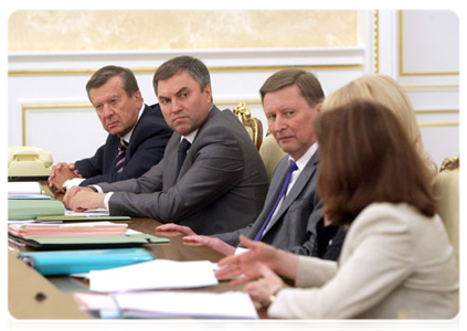 First Deputy Prime Minister Viktor Zubkov, Deputy Prime Minister and Chief of Staff of the Government Executive Office Vyacheslav Volodin and Deputy Prime Minister Sergei Ivanov|21 july, 2011|16:41