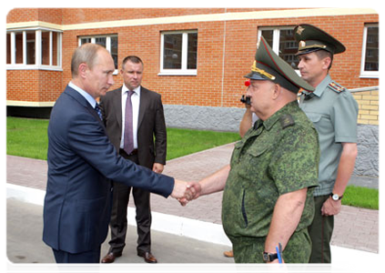 Prime Minister Vladimir Putin on a visit to Vityazi, a new residential complex for army servicemen in Balashikha, near Moscow|22 july, 2011|20:07