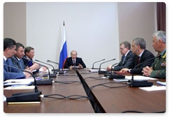 Prime Minister Vladimir Putin holds a meeting on the issue of defence procurement