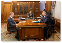 Prime Minister Vladimir Putin meets with Kemerovo Region Governor Aman Tuleyev