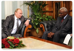 Prime Minister Vladimir Putin meets with President of the  International Association of Athletics Federations (IAAF)  Lamine Diack