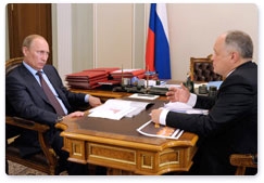 Prime Minister Vladimir Putin meets with Sergei Borisov, head of the OPORA Russia national organisation of small and medium business