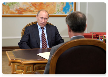 Prime Minister Vladimir Putin holds a working meeting with Minister of Culture Alexander Avdeyev|30 july, 2011|11:24