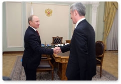 Prime Minister Vladimir Putin holds a meeting with Moscow Mayor Sergei Sobyanin