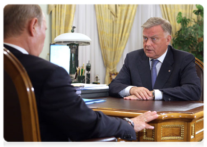 President of Russian Railways Vladimir Yakunin at a meeting with Prime Minister Vladimir Putin|6 july, 2011|12:48