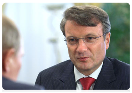 German Gref, Sberbank Chairman of the Board and CEO, at a meeting with Prime Minister Vladimir Putin|6 july, 2011|16:22