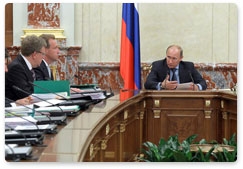 Prime Minister Vladimir Putin chairs a government meeting