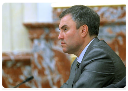 Deputy Prime Minister and Government Chief of Staff Vyacheslav Volodin at a Government meeting|7 july, 2011|16:38