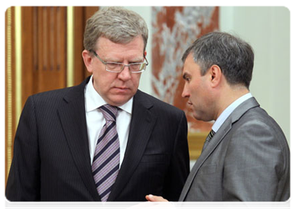 Deputy Prime Minister and Minister of Finance Alexei Kudrin and Deputy Prime Minister and Government Chief of Staff Vyacheslav Volodin|7 july, 2011|16:38