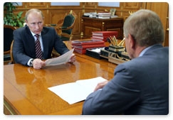 Prime Minister Vladimir Putin holds a working meeting with Andrei Krainy, head of the Federal Agency for Fishery