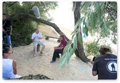 Prime Minister Vladimir Putin gives an interview to the My Planet TV network during his trip to the Taman Peninsula