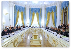 Prime Minister Vladimir Putin takes part in a meeting of the Russia-Belarus Union State Council of Ministers