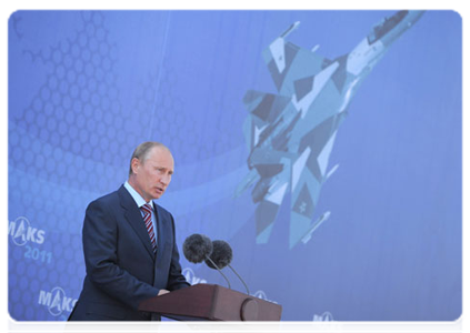 Prime Minister Vladimir Putin speaking at the opening ceremony of the 10th International Aviation and Space Show, MAKS-2011|17 august, 2011|17:09