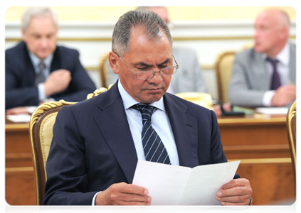 Civil Defence, Emergencies and Disaster Relief Minister Sergei Shoigu at a meeting of the Government Presidium|2 august, 2011|17:53