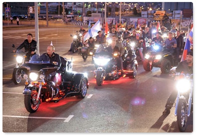 Prime Minister Vladimir Putin visits an international motorcycle show in Novorossiisk