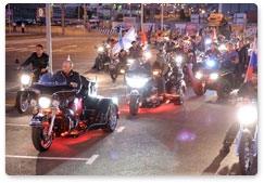 Prime Minister Vladimir Putin visits an international motorcycle show in Novorossiisk
