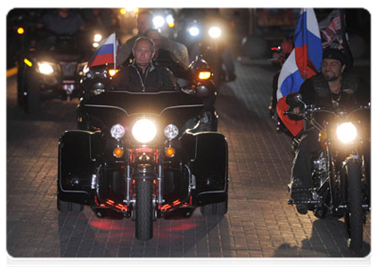 Prime Minister Vladimir Putin visiting an international motorcycle show in Novorossiisk|29 august, 2011|22:52