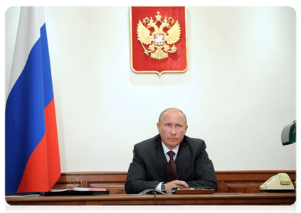 Prime Minister Vladimir Putin holding a videoconference on road building|31 august, 2011|16:45